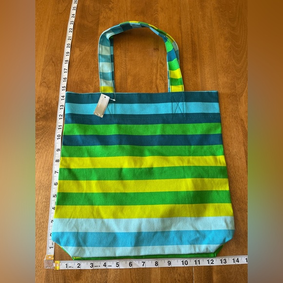 Striped Blue, Green and Yellow Tote Bag By Old Navy - Picture 13 of 13
